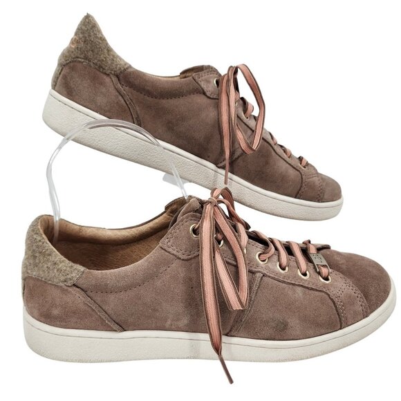 UGG Milo Suede Leather Taupe Fashion Sneakers Women's Shoes Low Top 9.5 - Picture 1 of 10